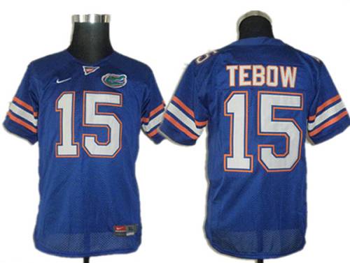 Gators #15 Tim Tebow Blue Stitched Youth NCAA Jersey - Click Image to Close